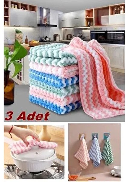 ( 3 Adet ) Mikrofiber Yumuşak Dokulu Temizlik Bezi 30*30 cm Mutfak Bezi Leke Tutmaz Koku Yapmaz