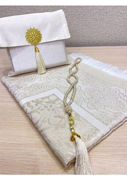 3'lü Şantuk Çantalı Hediyelik Çeyizlik Tesbih Seccade Seti modelleri