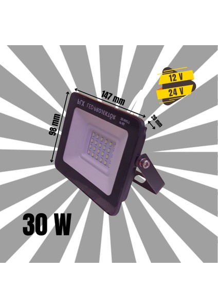 LED Projektör Su Geçirmez Dış Mekan Aydınlatma 30W – 12V/24V
