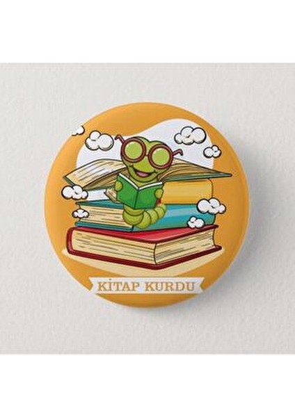 Kitap Kurdu Turuncu - Çocuk Iğneli Rozet (10 Adet) fiyatları