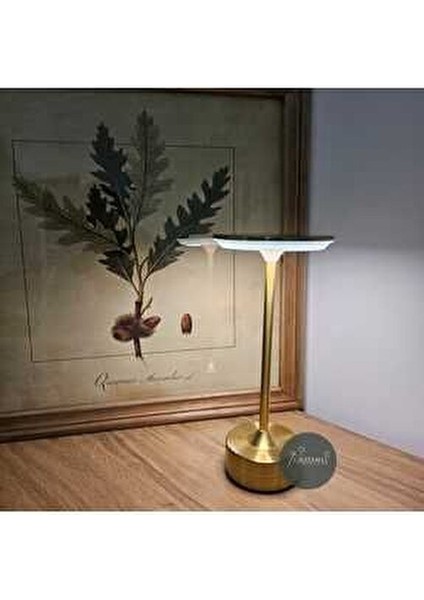 CT-8438 3 Renk Masa Lambası Gold Kasa Düz Model (3000K - 4000K - 6500K) Dokunmatik Şarj Edilebilir