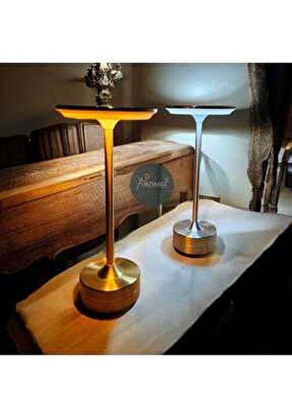 CT-8438 3 Renk Masa Lambası Gold Kasa Düz Model (3000K - 4000K - 6500K) Dokunmatik Şarj Edilebilir modelleri