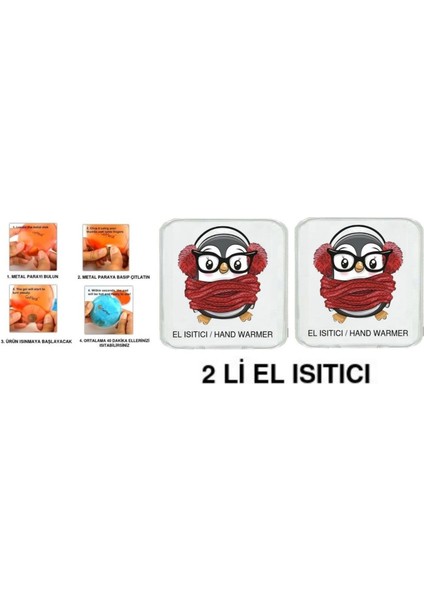 2 Adet Atkılı Penguen Cep Sobası,el Isıtıcı,sıcak Su Torbası Pvc 10X9,5CM