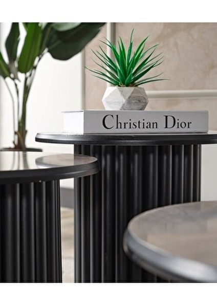 Boston Mdf 3'lü Sehpa Yuvarlak Ahşap ve Metal Ayak modelleri