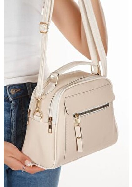 Kadın Çapraz Askılı Suni Deri El ve Omuz Çantası Üç Bölmeli Şık Tasarım indirimleri