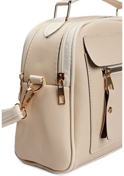 Kadın Çapraz Askılı Suni Deri El ve Omuz Çantası Üç Bölmeli Şık Tasarım