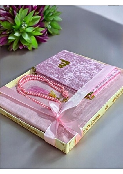 3'lü Hediyelik, Çeyizlik, Mevlütlük, Bohçalık ,gelin Bohçası Flamlı Namaz Örtüsü Yasin Tesbih Seti