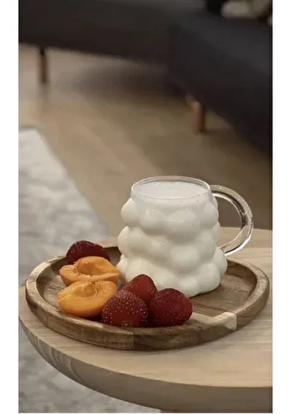 Isıya Dayanıklı Borosilikat Kulplu Boncuk Şekilli Bardak | Kahve ve Sunum Bardağı | Üzüm Bardak