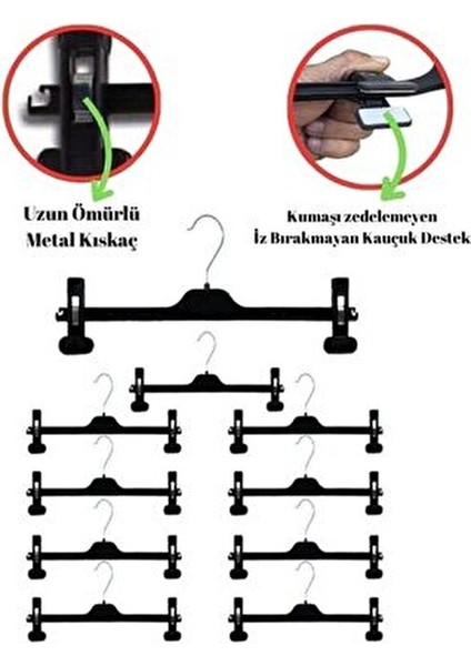 10 Adet Mandallı Pantolon - Etek Askısı - Metal Kıskaç - Kırışma Önleyici Sünger fiyatları