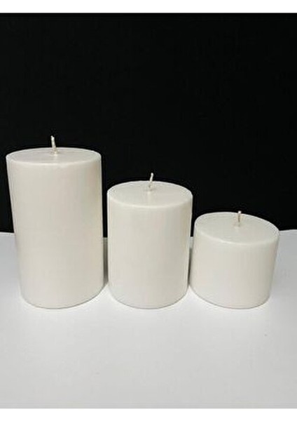 Beyaz Silindir Mum Vanilya Kokulu Çap7 cm Boy 6-9-12CM 3 Adet fiyatları