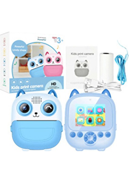 Çocuklar Için Termal Yazıcılı Dijital Fotoğraf ve Selfie Kamera Bas Çek Yazdır