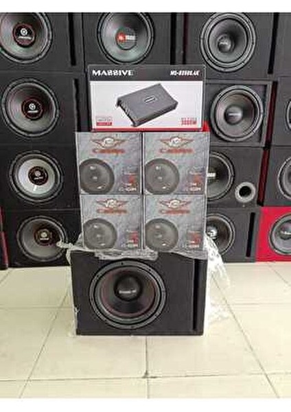 Set!! 30 cm For-Xx Kabinli Bas, 4 Adet Cadence R2-850M Kurşun Göbek 20 cm Midrange MS-B3500.4K Amfi modelleri