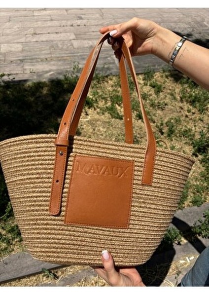 Iris Hakiki Deri İç Büzgülü Jüt Hasır Çanta Doğal Materyal ile Şık Yaz Tasarımı