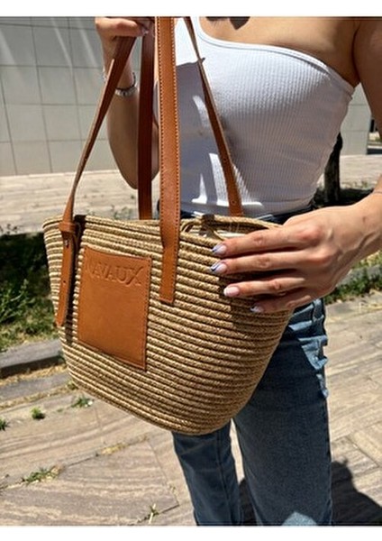 Iris Hakiki Deri İç Büzgülü Jüt Hasır Çanta Doğal Materyal ile Şık Yaz Tasarımı
