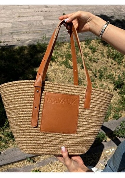 Iris Hakiki Deri İç Büzgülü Jüt Hasır Çanta Doğal Materyal ile Şık Yaz Tasarımı