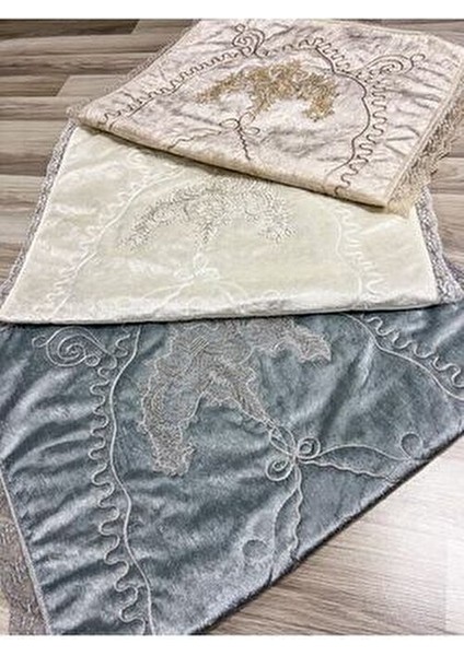 3 Adet Fransız Güpürlü Işlemeli Kadife Çeyizlik Gelin Seti Seccadesi fiyatları