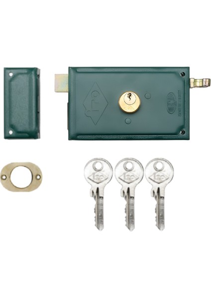 1170 Silindirli Tirajlı Kilit Karşılıklı – Demir Kapı Kilidi 140 Mm (Yeşil)