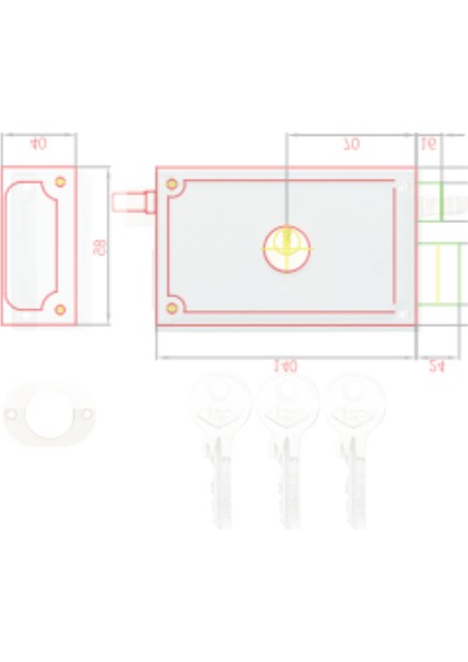 1170 Silindirli Tirajlı Kilit Karşılıklı – Demir Kapı Kilidi 140 Mm (Yeşil) indirimleri