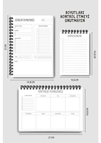 3'lü Planlama Seti, Günlük Planlayıcı, Haftalık Planlayıcı, Yapılacaklar Listesi, Akademik Ajanda fiyatları