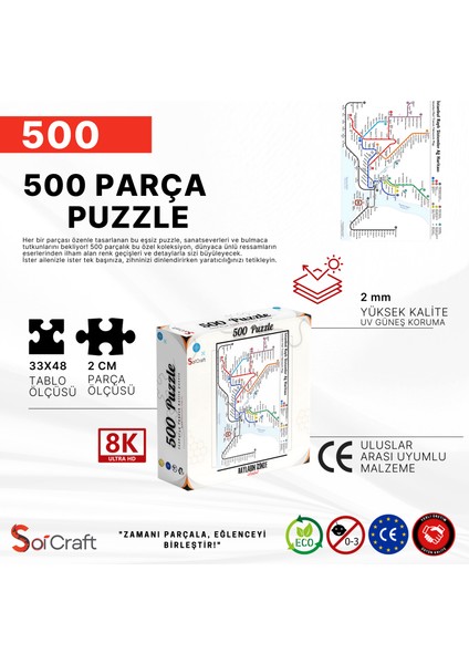500 Parça Puzzle Rayların Izinde Istanbul Metro Hattı indirimleri