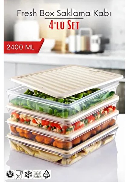 4'lü Set Freshbox Mikrodalga ve Difrize Uygun Saklama Kabı