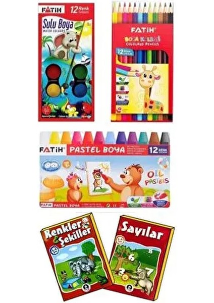 12'li Kuru Boya Pastel Boya Sulu Boya Seti 1 Adet Boyama Kitabı Renkli