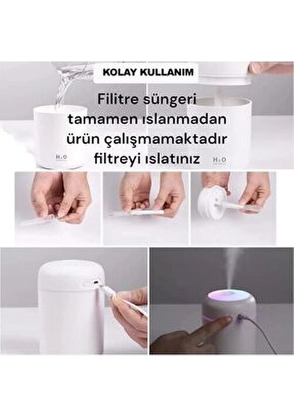 300 ml Rgb Işıklı Ulrasonik Ledli Hava Nemlendirici Buhar Makinesi ve Aroma Verici Buhardanlık fiyatları