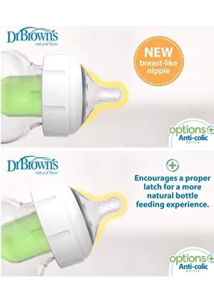 Yeni Geniş Ağız Gaz Yapmayan Cam Biberon 150 ml + Level 2 Biberon Emziği Set fırsatları