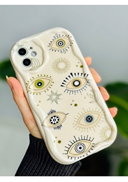 Iphone 11 Uyumlu Kenarı Dalgalı Nazar Baskı Tasarımlı Yumuşak Silikon Kılıf modelleri