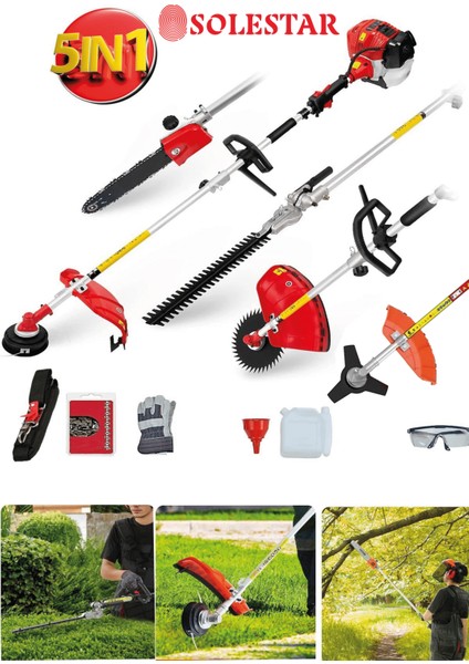 Solestar Çok Fonksiyonlu 20HPX Motorlu 5ın1 Kafalı Combo Set 5x1 Tırpan Set
