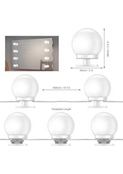 10 Lu LED Ampul Ayarlanabilir Makyaj Ayna Işığı modelleri