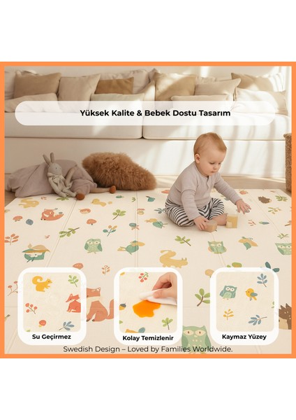 Happy Jungle Çift Taraflı Katlanabilir Oyun Halısı ve Matı Premium Seri – Taşıma Çantalı indirimleri