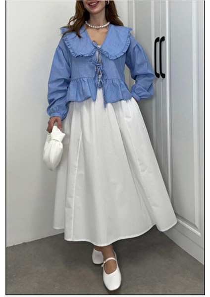 Premium Beli Lastikli Cepli Poplin Beyaz Etek fiyatları