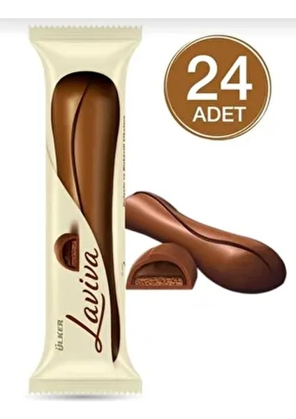 Kakaolu Bisküvi ve Yoğun Bitter Çikolata Dolgulu Sütlü Çikolata Kaplamalı Laviva 35 Gram x (24 Adet) modelleri