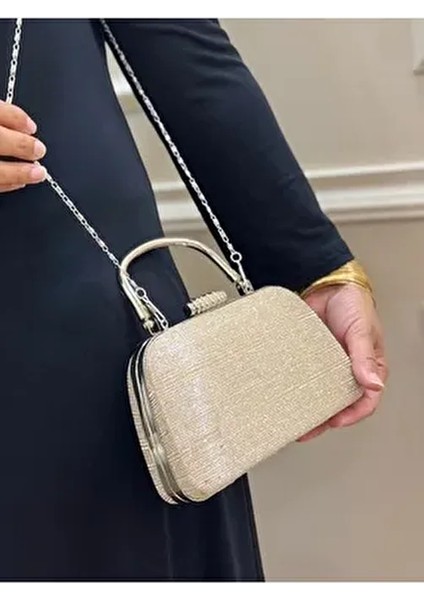 Kadın Gold Simli Tutma Detaylı Abiye Çantası Özel Gün Çantası fiyatları