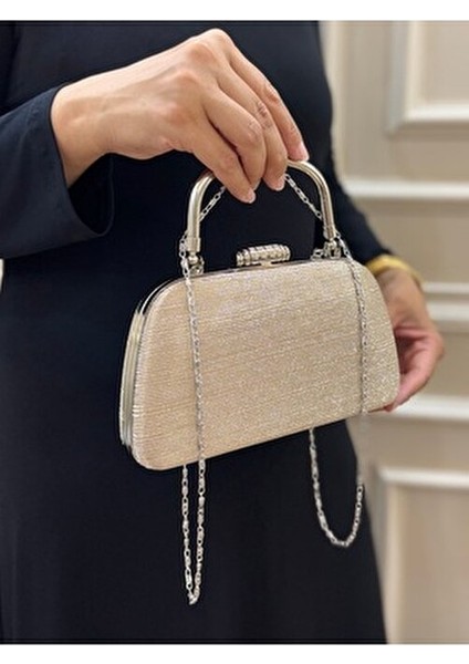 Kadın Gold Simli Tutma Detaylı Abiye Çantası Özel Gün Çantası fırsatları