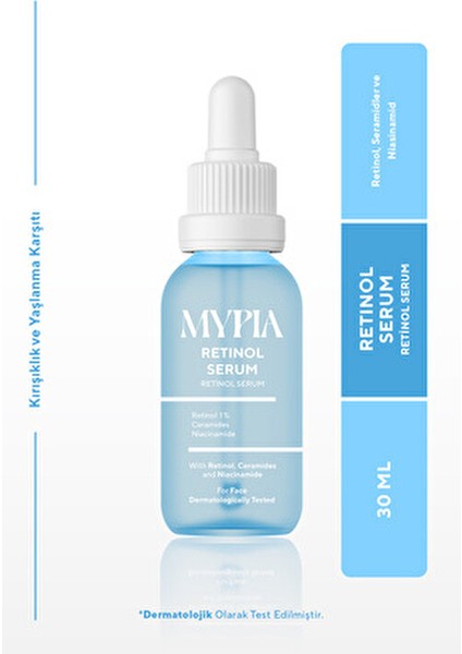Kırışıklık ve Yaşlanma Karşıtı, Onarıcı & Aydınlatıcı Retinol Serum (1% Retinol & Ceramides) 30ML