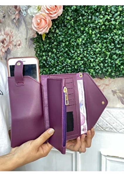 Kadın Cüzdan Suni Deri Yatay Tasarım Telefon ve Nakit Bölmeli Büyük Boy modelleri