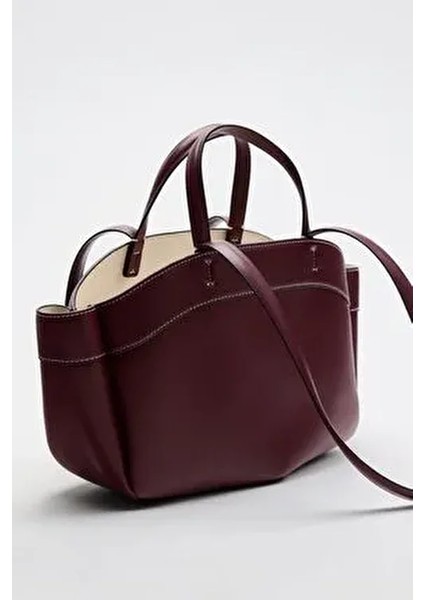 Bordo Shopper Kadın Tote El ve Omuz Askılı Çantası