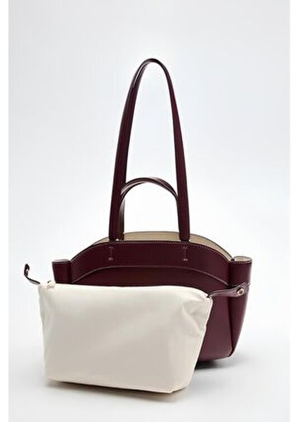 Bordo Shopper Kadın Tote El ve Omuz Askılı Çantası modelleri
