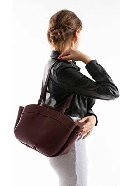Bordo Shopper Kadın Tote El ve Omuz Askılı Çantası