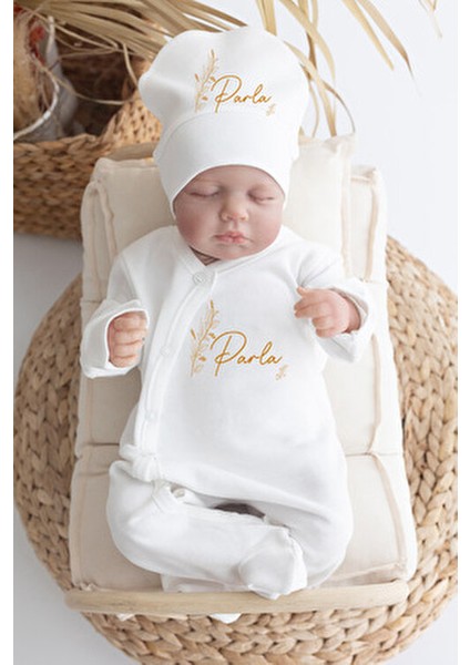 Isime %100 Pamuk Yaprak Baskılı 11'li Organik Bebek Hastane Çıkışı Unisex Özel Olay için fiyatları