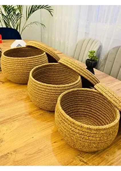 3 Lü Kapaklı Sepet