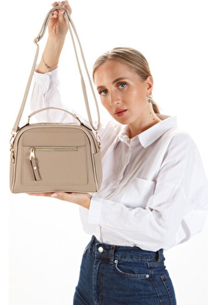 Kadın Üç Bölmeli Çapraz Askılı El ve Omuz Çantası