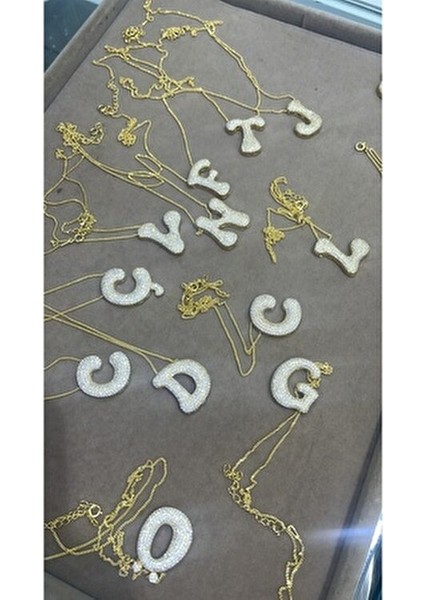 Bombeli Taşlı Harf Kolye Harfli Kolye Isim Kolye Trend Kolye Sevgiliye Hediye Tüm Harfler Mevcut modelleri