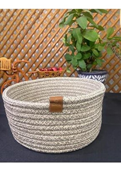 Jüt Hasır El Dokuma Gri Çok Amaçlı Sepet Makyaj Banyo ve Mutfak Organizeri modelleri