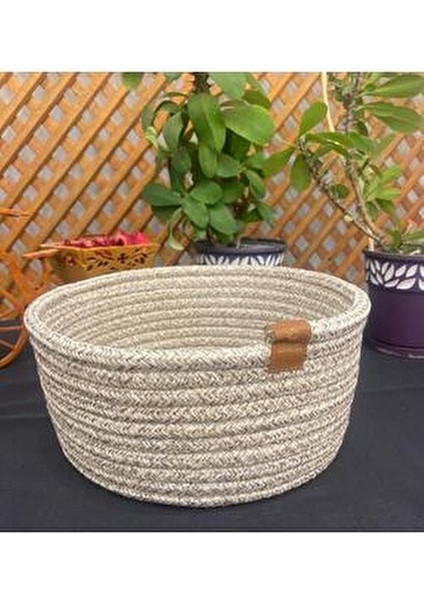 Jüt Hasır El Dokuma Gri Çok Amaçlı Sepet Makyaj Banyo ve Mutfak Organizeri indirimleri