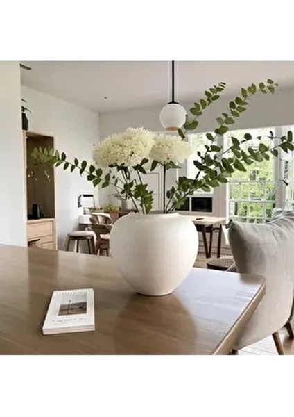 Bohem Iskandinav Tarzı Büyük Boy Seramik Krem Rengi Topik Vazo