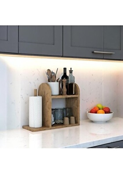 Kağıt Havluluklu Mutfak Rafı Tezgah Üstü Masa Üstü Peçetelik Raf Çam fırsatları