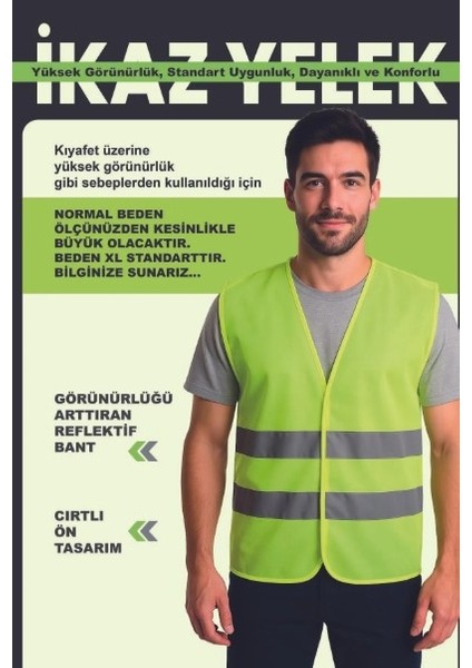 Işçi Ikaz Fosforlu Reflektörlü Yelek Standart